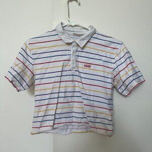 Colorful Stripes White Collared Crop Top